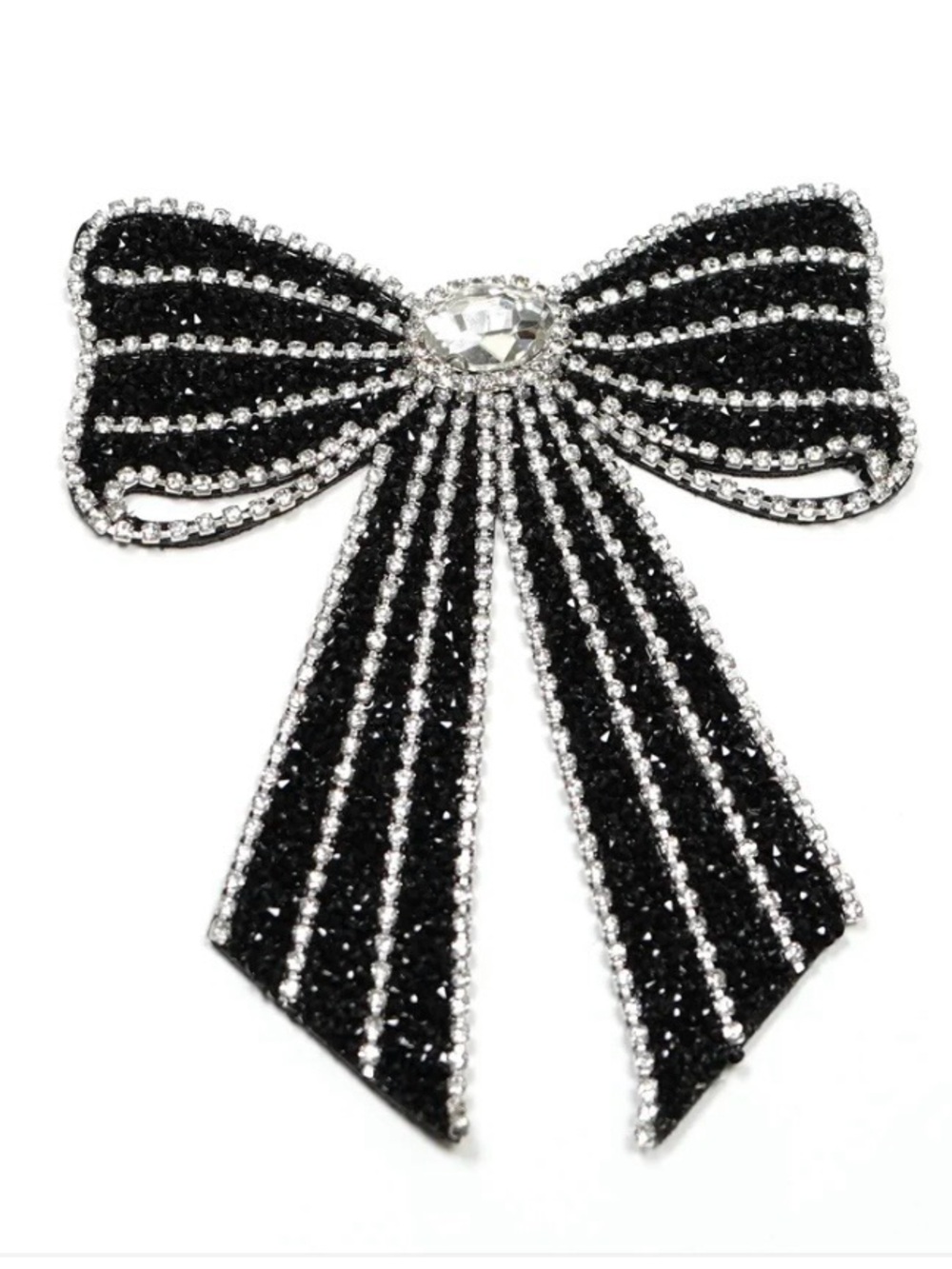 Black Rhinestone Bow Brooch